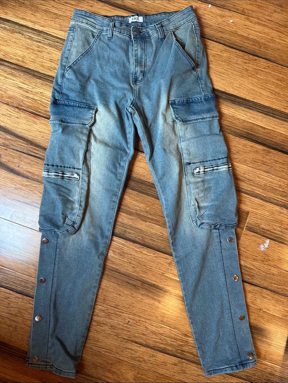 Men's HME Vintage Workwear Jeans in Washed Sea Blue Cargo